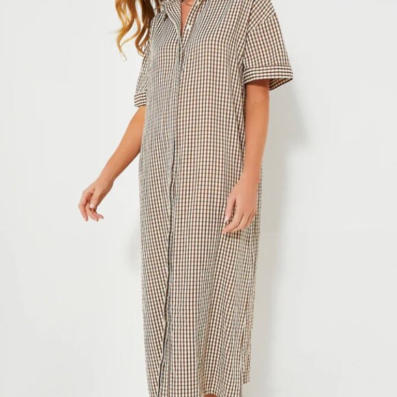 Pomander Place Brown Gingham Seersucker Zacara Dress from Tuckernuck - Picture 2 of 5